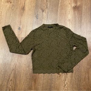 Army green lace top